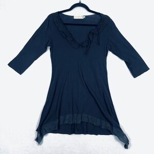 Johnny Was 4 Love And Liberty Size M Black Tunic Top Asymmetric Hem Whimsigoth